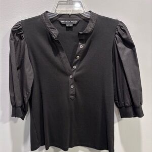 Veronica Beard Black Button-Front Blouse